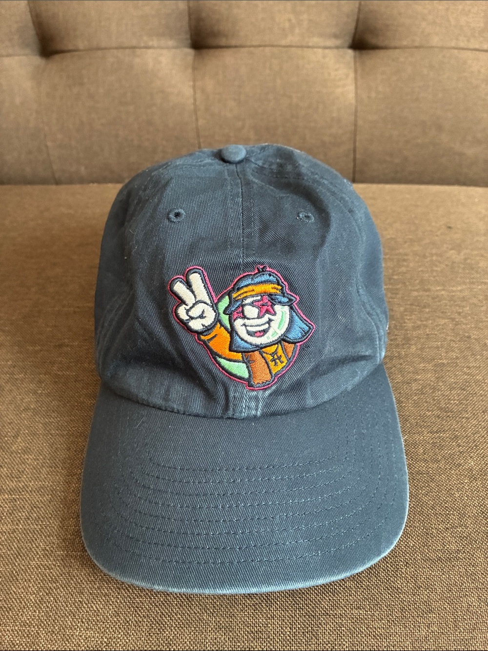 Navy Embroidered Peace Character Baseball Cap